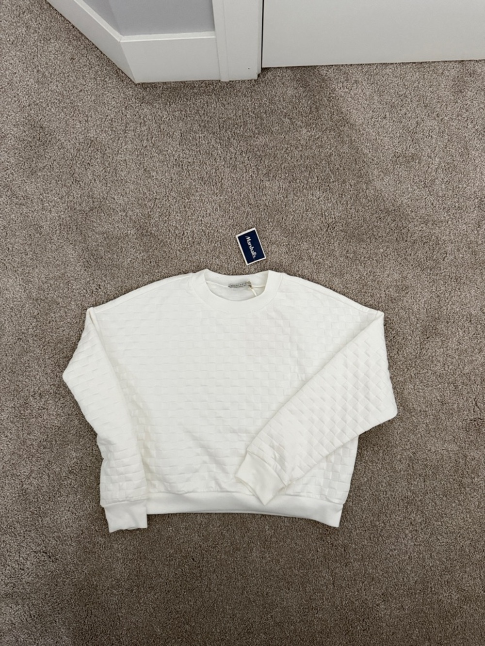 Paper Crane White Quilted Crewneck Sweatshirt